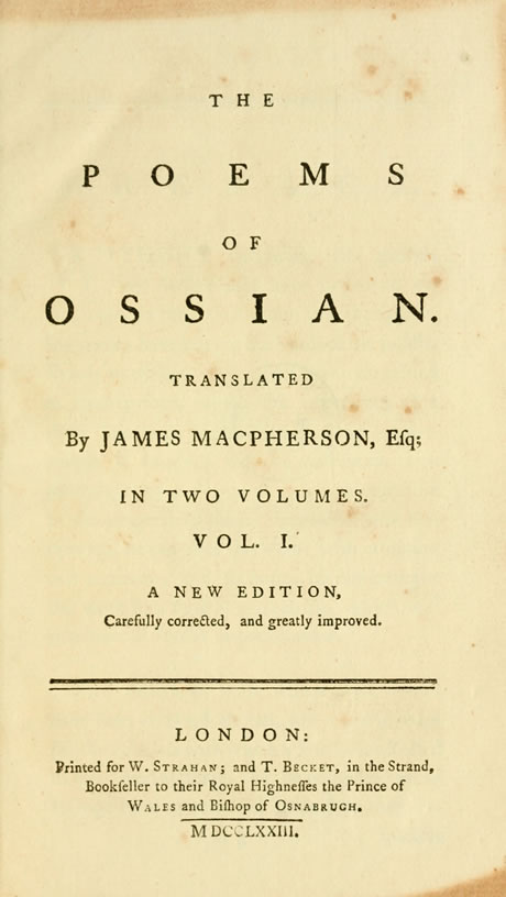 Title Page for Poems of Ossian